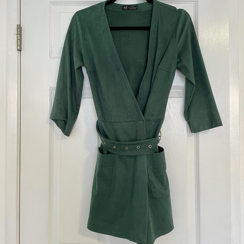 Zara TRF Collection Green Suede Romper